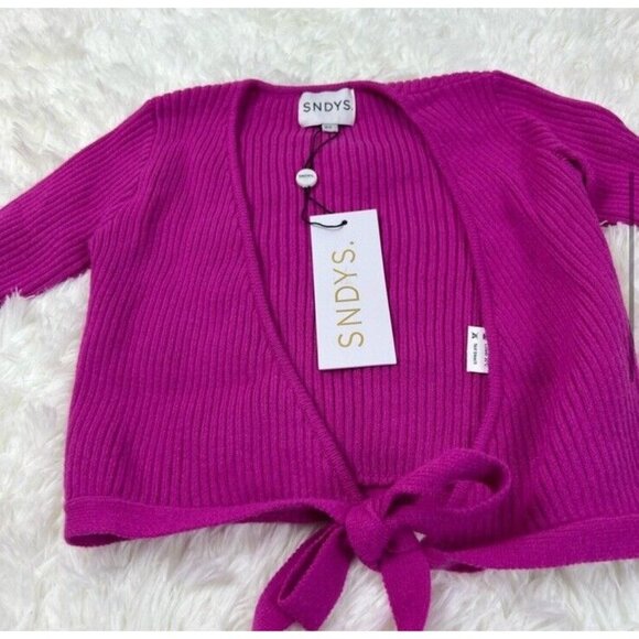 SNDYS Prima Knit Top Fuchsia Pink Waist Tie - Picture 6 of 8